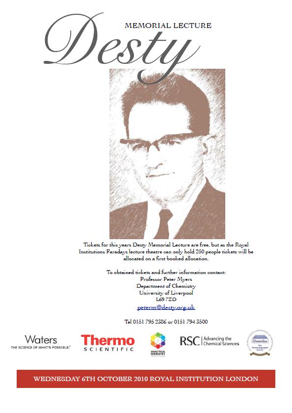 15th Desty Memorial Lecture for Innovation in Separation Science